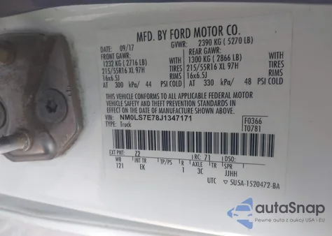 2018 Ford Transit Connect Xl z USA, uszkodzony, nr VIN NM0LS7E78J1347171